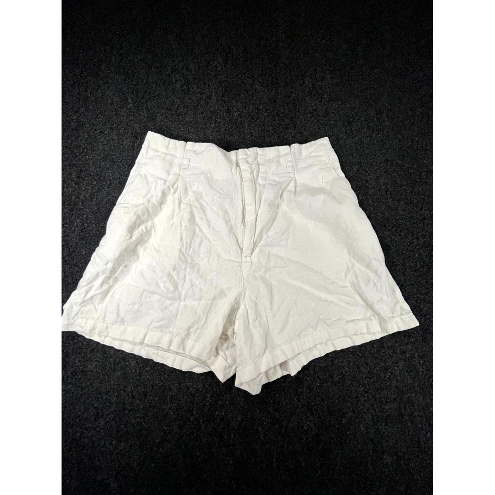 Love Tree Shorts Womens Large White Linen Blend Pleated Paperbag Waist Casual